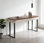 Bureau 2 tiroirs avec pieds en acier inoxydable et garniture en cuir de selle