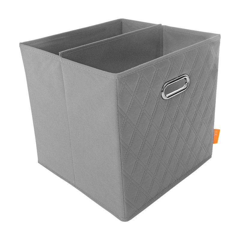 Jiaessentials Faux Leather Cube or Bin Set, Grey, 13" H x 13" W x 13" D