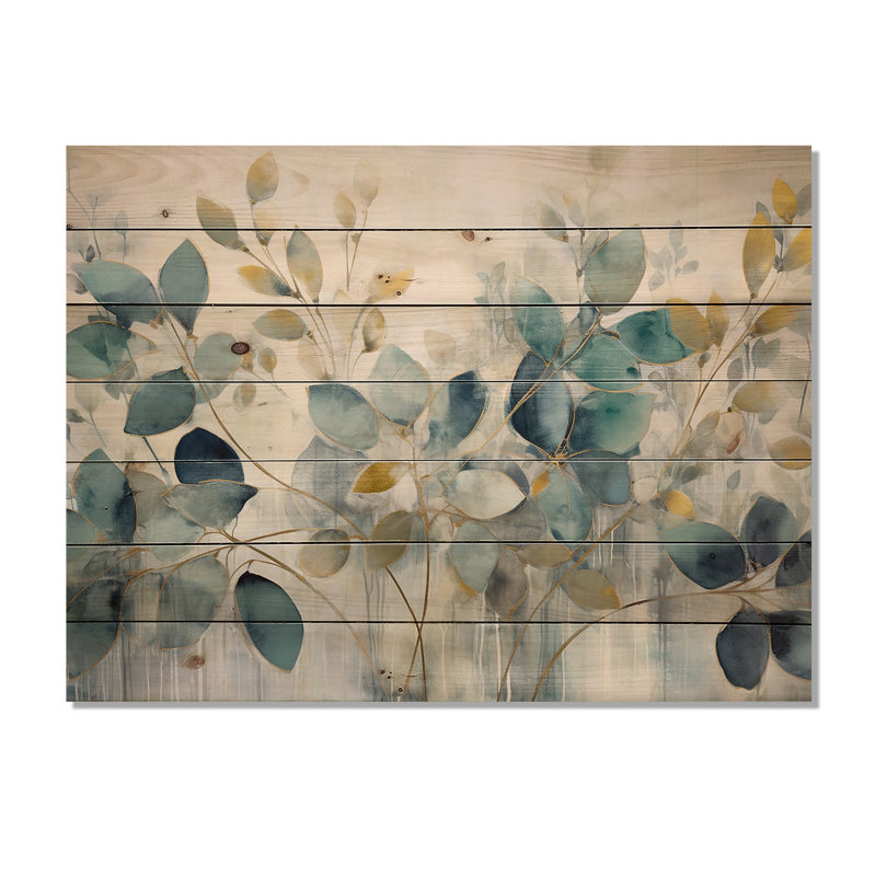 Blue Botanical Rhythms II sur impression sur bois, H 10 po x l 20 po x P 0,78 po