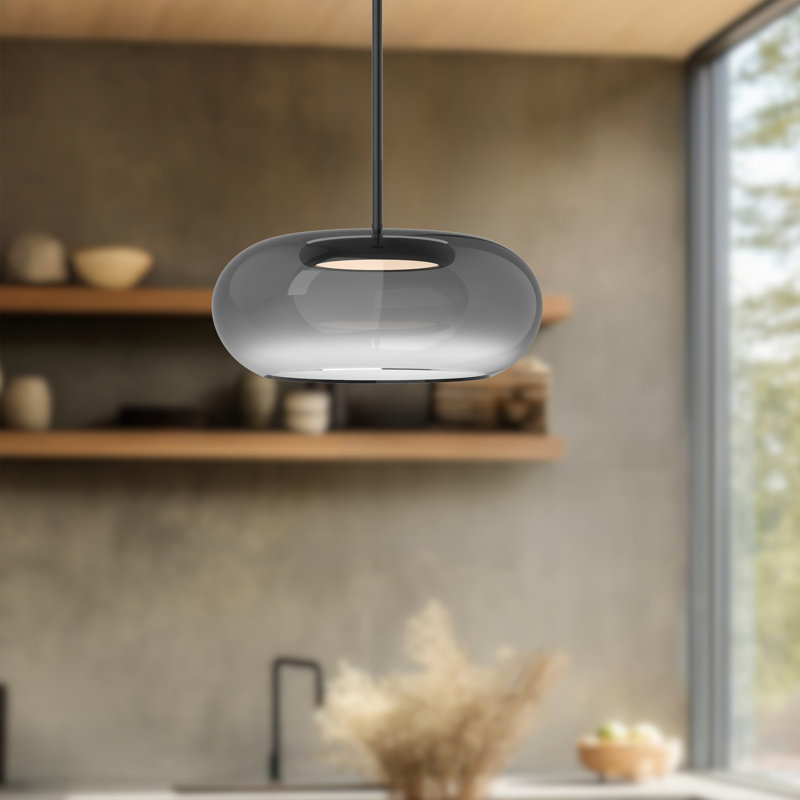 1 - Light LED Pendant, Smoked