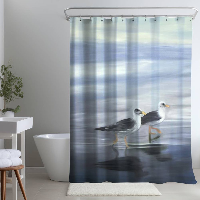 Shower Curtain AN480 – Polyester Shower Curtain, Dye Sublimation Print, 71" W × 74" L