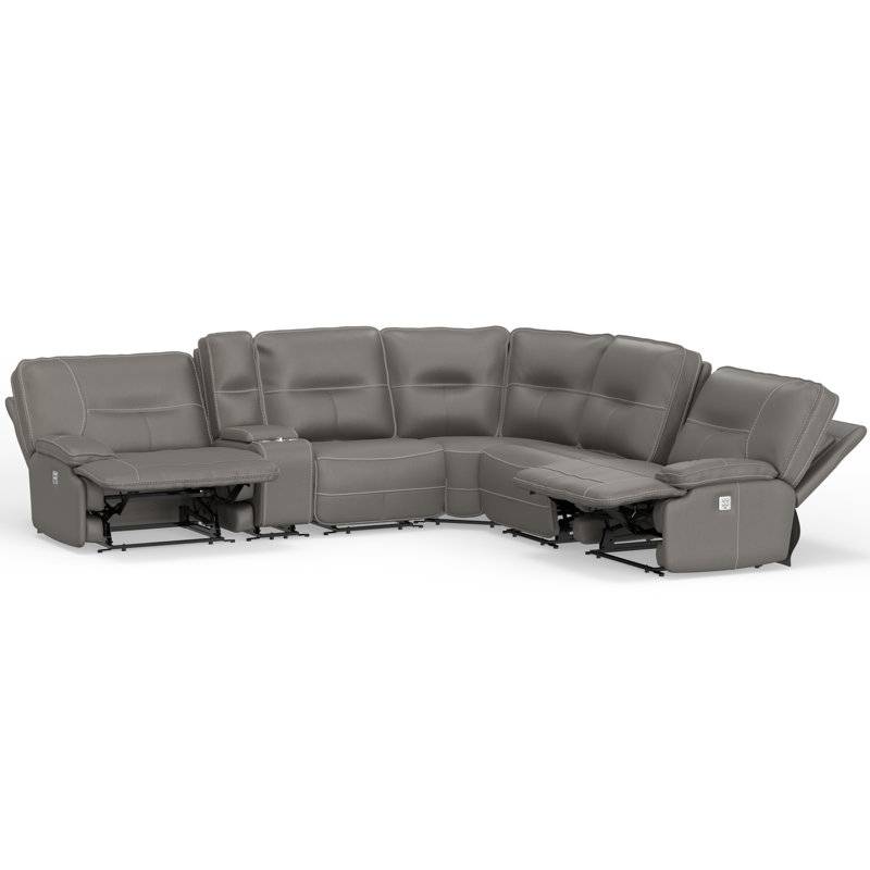 Canapé modulaire inclinable électrique 6 pièces Pomona, Brume