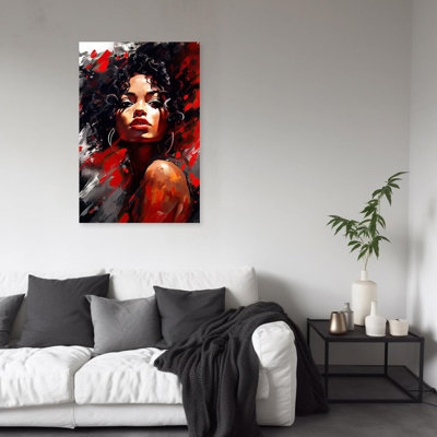 African American Wall Art Black Woman Canvas Painting Africa Girl Portrait Artwork Poster Print For Bedroom Living Room Home Decor Frame (Woman - 1, 16L X 24W)