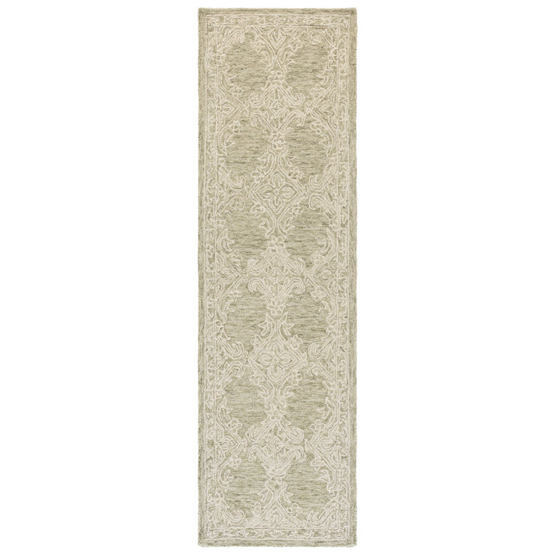 Abstract 561 Hand Tufted 80% Wool; 20% Cotton Damask Rug, Runner 2'3" x 8'