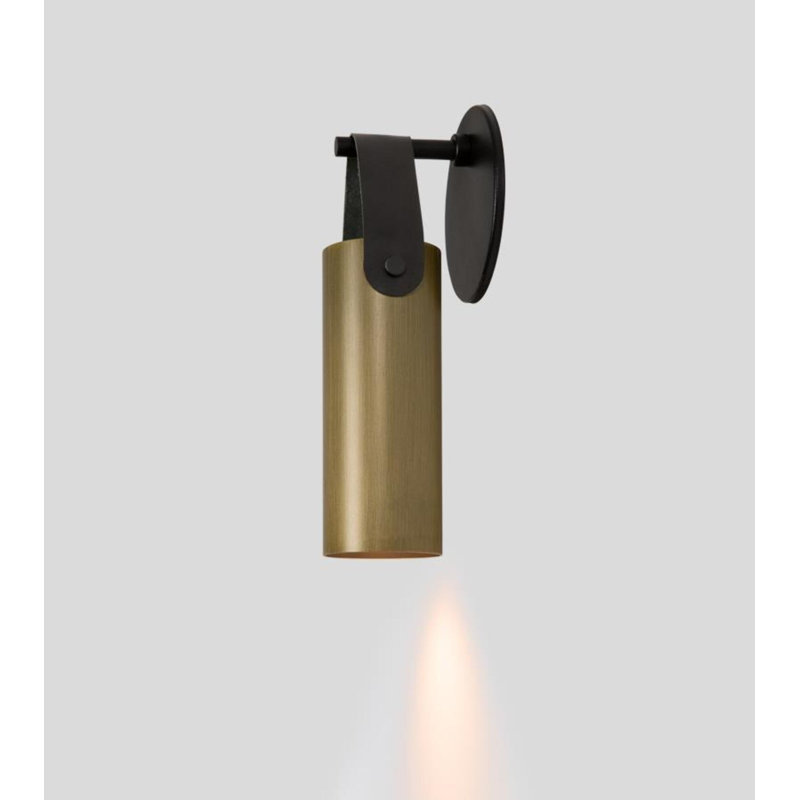 Spero Dimmable Wall Sconce, Black, Distressed Brass