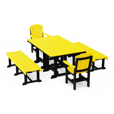 Heritage 5-Piece Rectangular Dining Set With Benches
