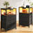 Nightstand With 3 Fabric Drawers,modern Bedside Table With Power Outlets,everyday Side Table With Led Light Strip,end Table With A Large Storage Shelf(2 Set)
