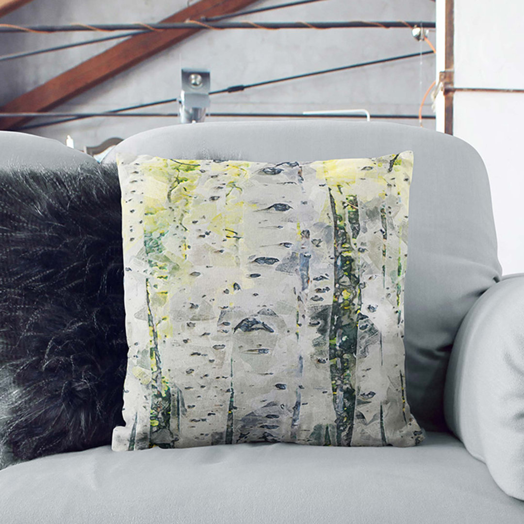 A Birch Tree Forest in Abstract Cushion with Filling