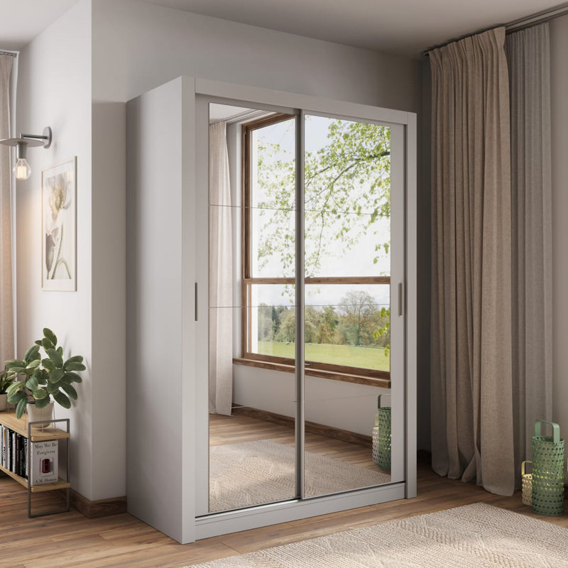 Nalina 2 Door Manufactured Wood Wardrobe, Grey
