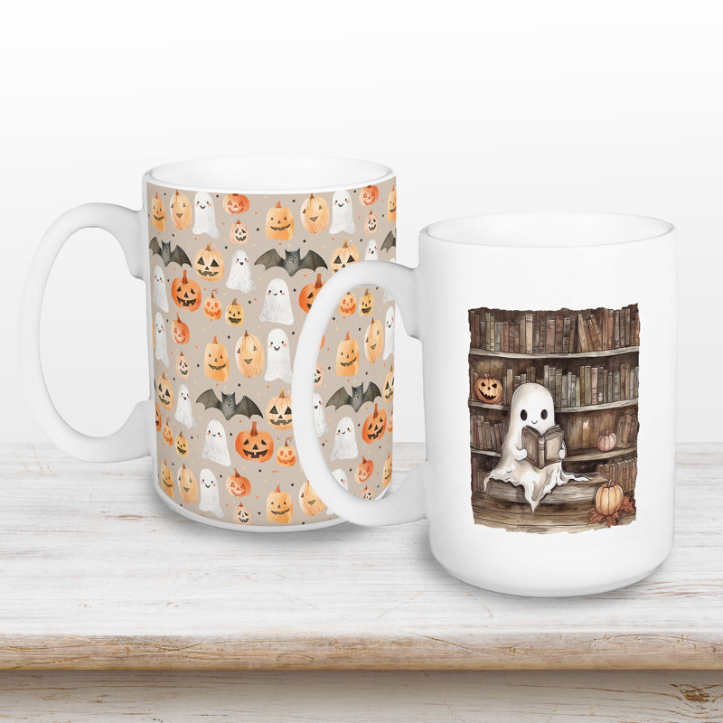 Halloween Character Leaf Pattern Mug, 2