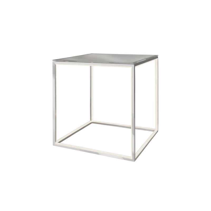 Beaudry Glass Top Frame End Table, Silver