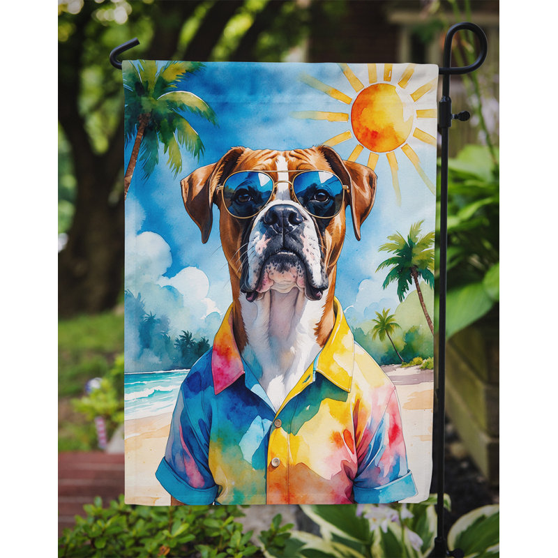 Bouvier bernois avec drapeau de jardin, Boxer