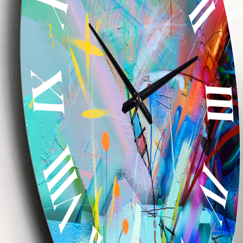 Abstrait coloré paysage marin - horloge murale moderne, Petit