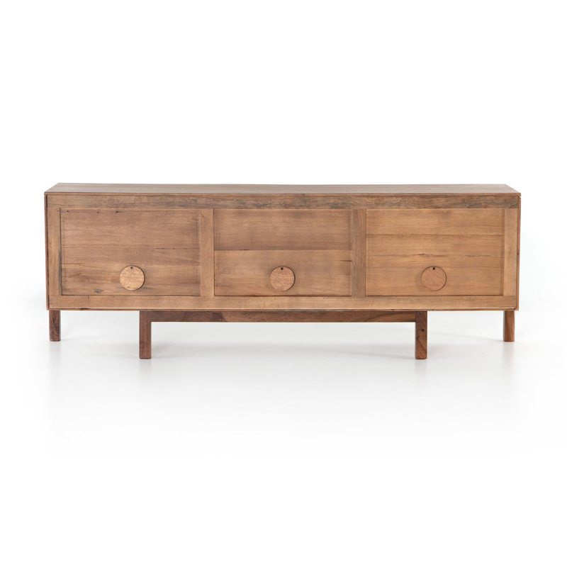 Reza Solid Wood Media Console, Smoked Honey
