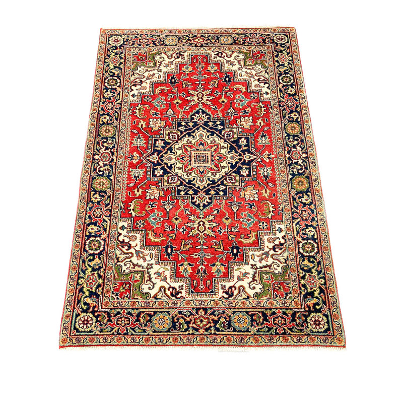 4x6 Navy and Red Turkish Oushak Rug