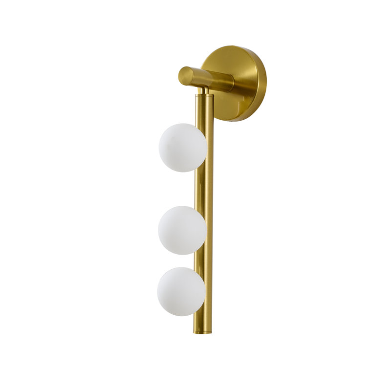 Transitional 3-Light Glass Wall Sconce , Brass