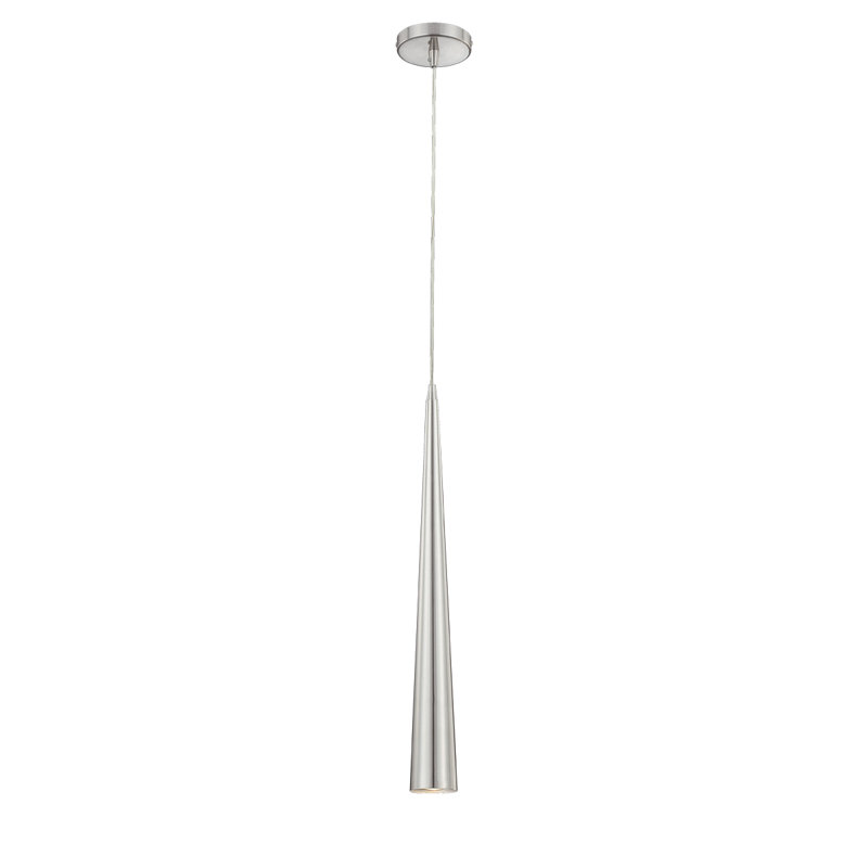Sleek Satin Nickel Indoor/Outdoor Pendant Light with Glass Accent