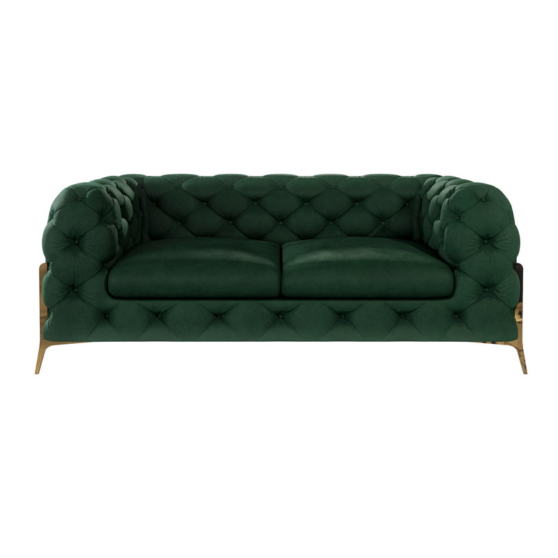 Chesterfield Sofa Atoka with Gold Metal Legs, Bottle Green, 2