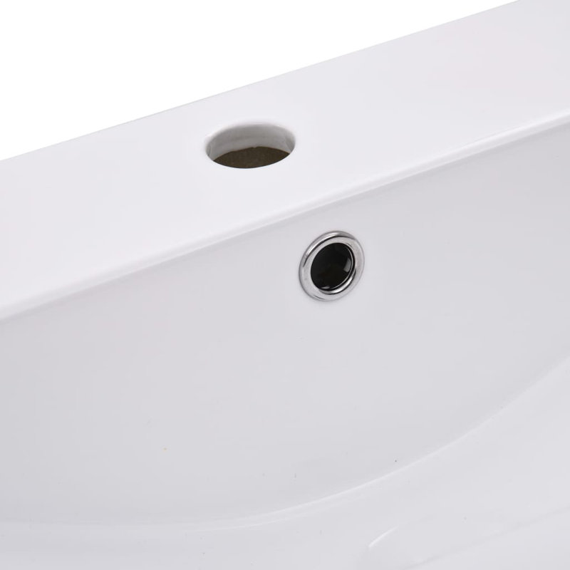 Belfry Bathroom Albrecht 910mm L x 395mm W Ceramic Rectangular Sink with Overflow, White, 101mm W x 39.5mm D x 18.5mm H