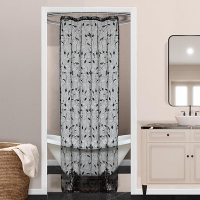 Toraino Floral Shower Curtain. Lace Shower Curtain  Rustic Leaf Pattern