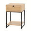 Ensemble de table de chevet à tiroir simple en rotin - grain de bois original