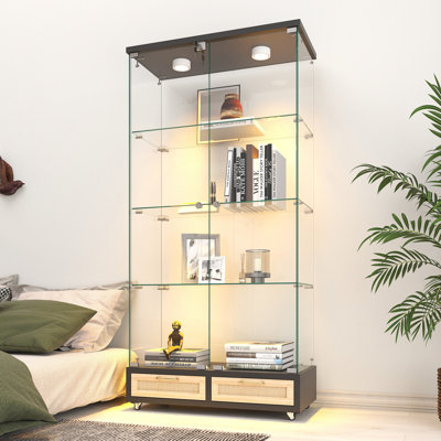 Vitrine moderne en verre avec grands tiroirs