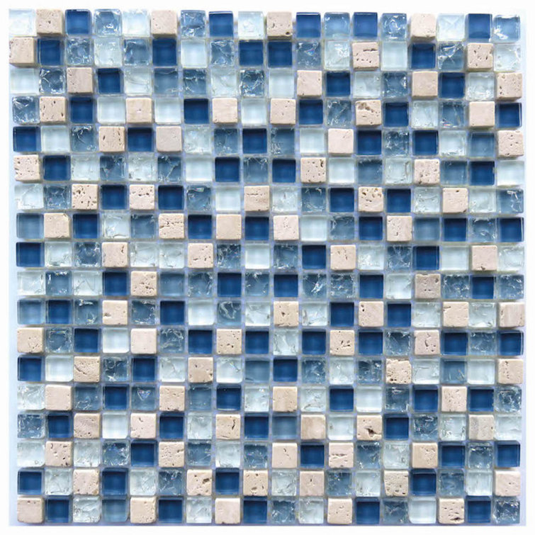 Corsica 0.6" x 0.6" Glass/Natural Stone Grid Mosaic Wall & Floor Tile
