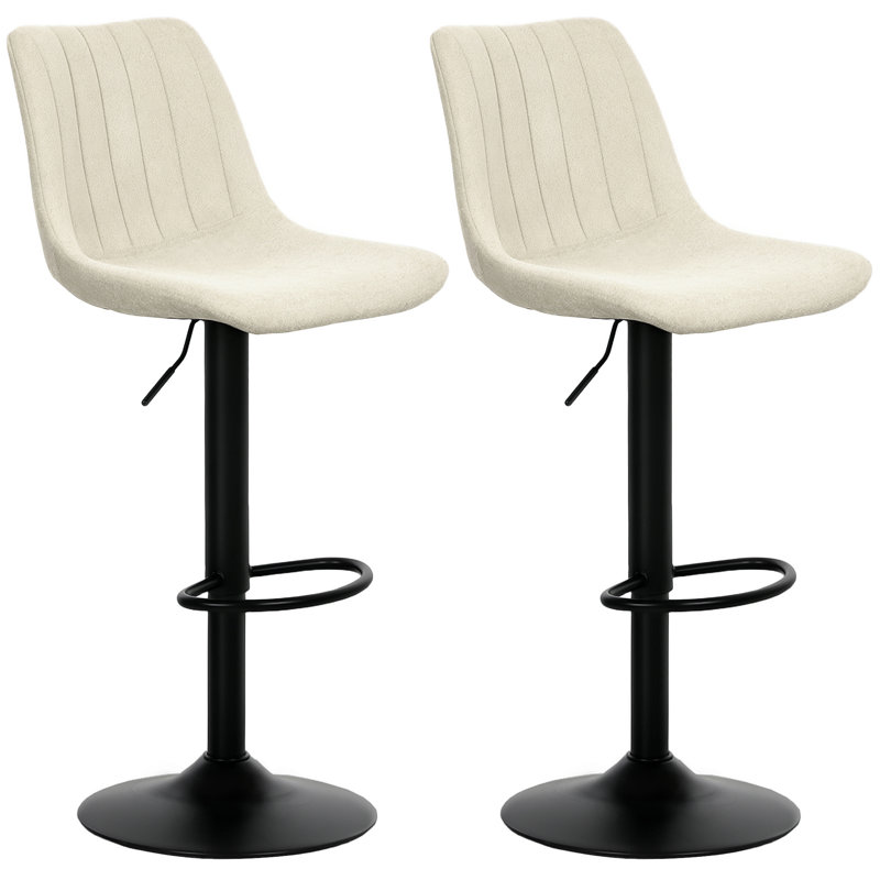 Bar Stools Set of 2 Adjustable Swivel Barstools with Backrest Green, Beige
