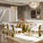 White Boucle Upholstered Dining Chair With Gold Legs Set Of 4
