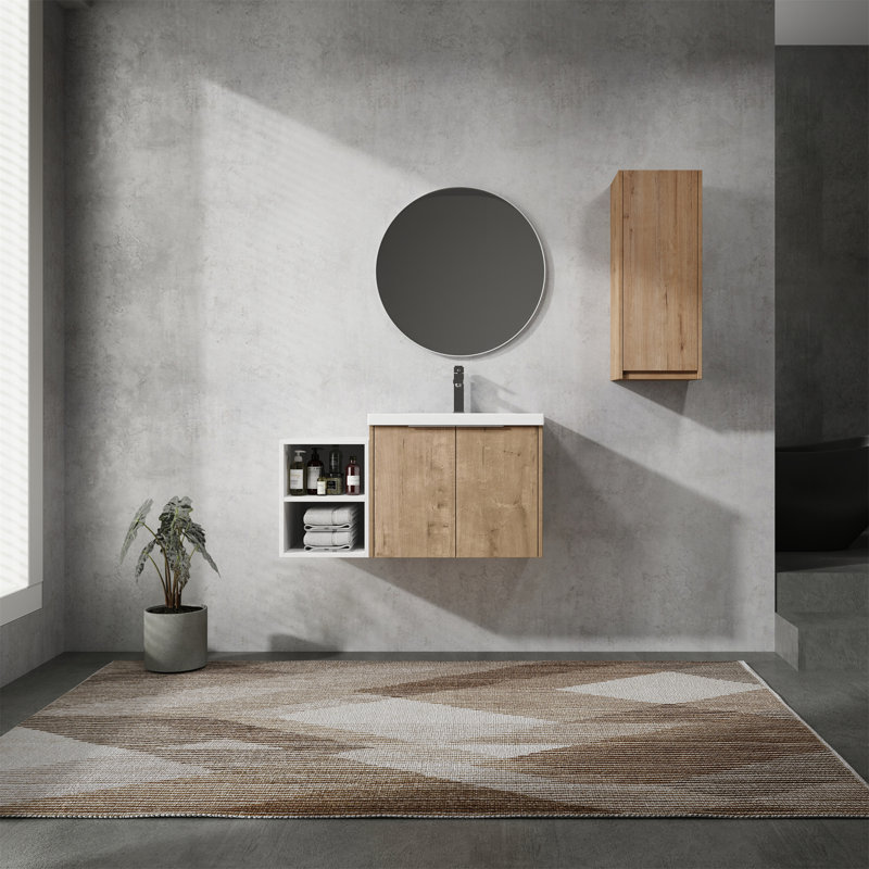 Meuble-lavabo mural avec lavabo et armoire latérale, 36"