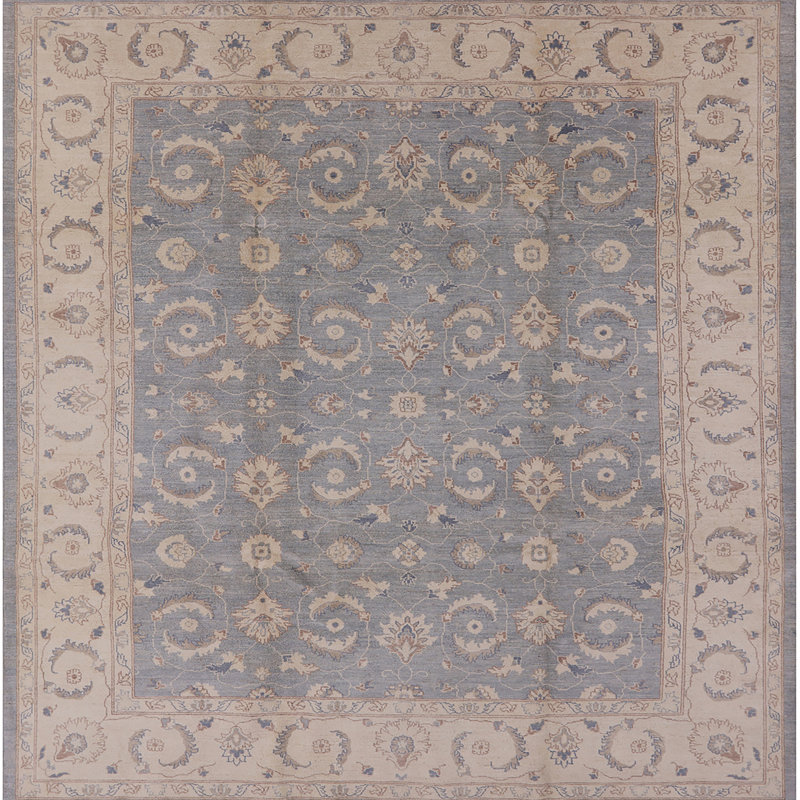 Tapis oriental brun clair / bleu clair Riki, Carré 7 pi