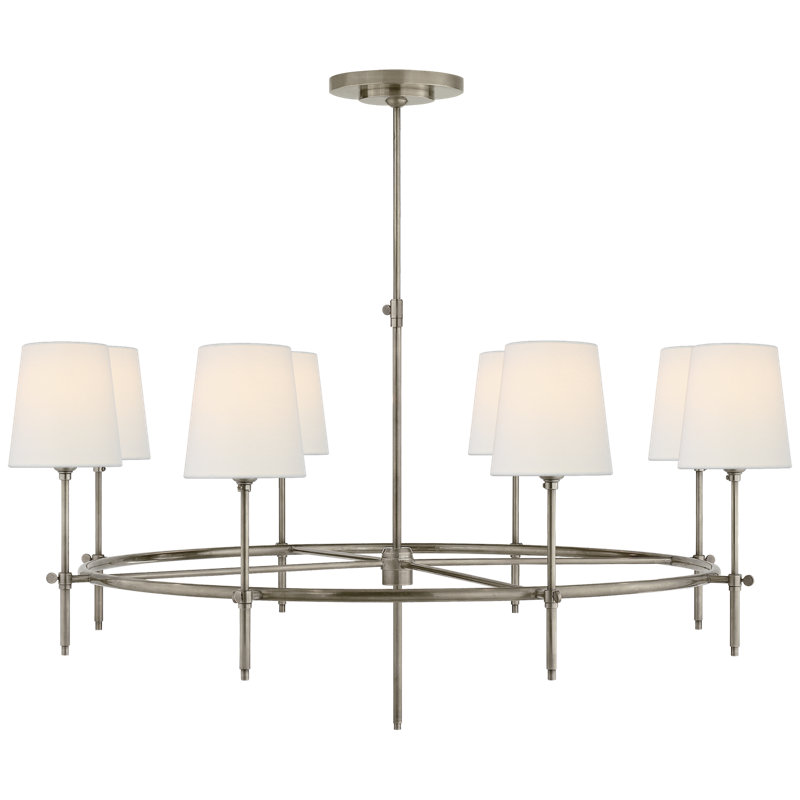 Thomas O'Brien Bryant Large Ring Chandelier, Fabric, Antique Nickel