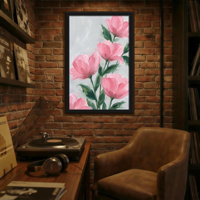 Plantes et fleurs fleurs roses sur fond gris clair