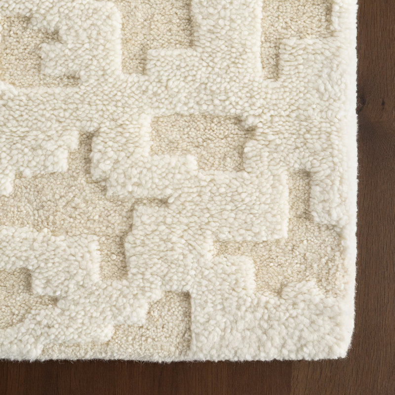Alora Natural Hand Knotted Wool Rug, Rectangle 5' x 8'