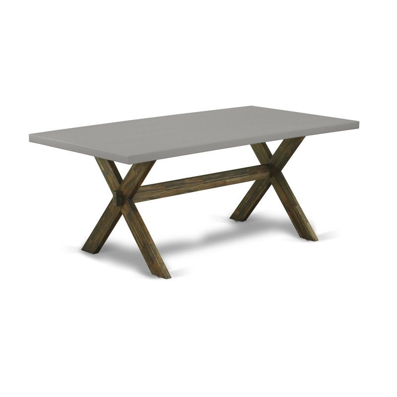 Table de salle à manger X-Style Kitchen - un plateau de table rectangulaire en bois avec des pieds élégants, finition jacobine patinée.