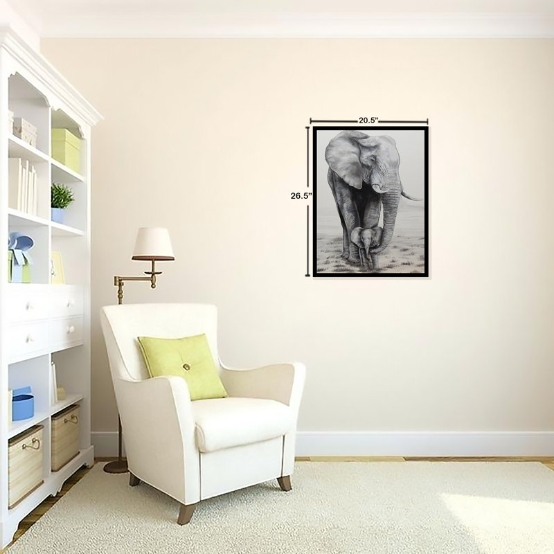 " Elephant Love ", Black Framed, No Matte, 26.5" H x 20.5" W