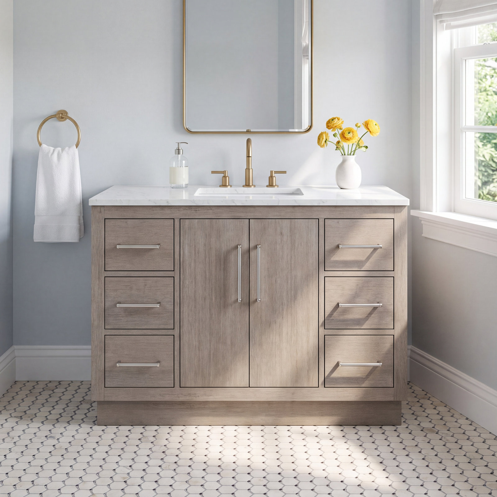 Kamila 48'' Single Bathroom Vanity, Chrome