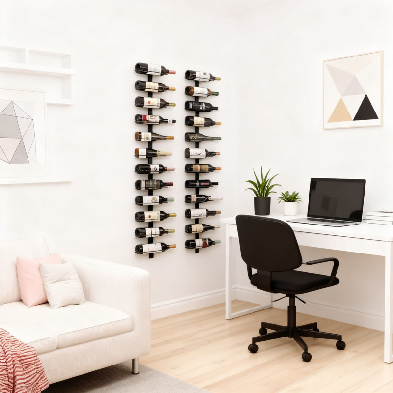 Support à vin mural pour 24 bouteilles, porte-bouteilles en métal amovible avec conception modulaire, solution de rangement peu encombrante pour bar à domicile, restaurant ou cave à vin