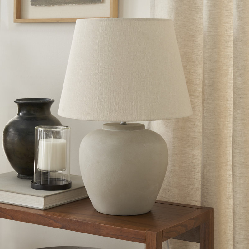 Leisha Ceramic Table Lamp, Light Gray