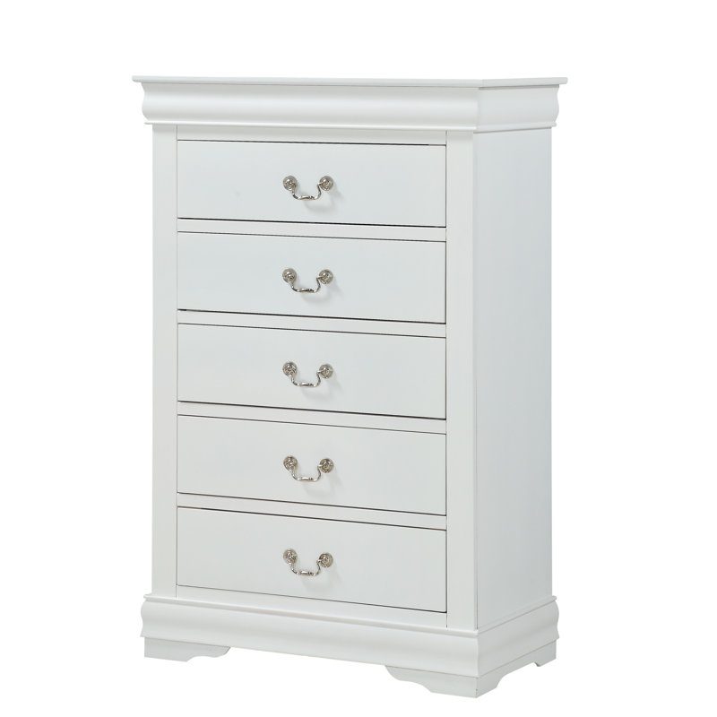 Commode 5 tiroirs Louis Philip 1pc, Blanc