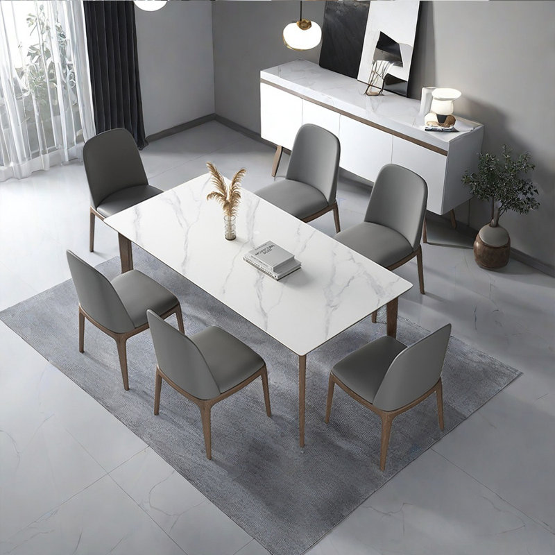 White Ash Sintered Table Chairs Set Chic, 29.52"H x 59.05"L x 31.49"W
