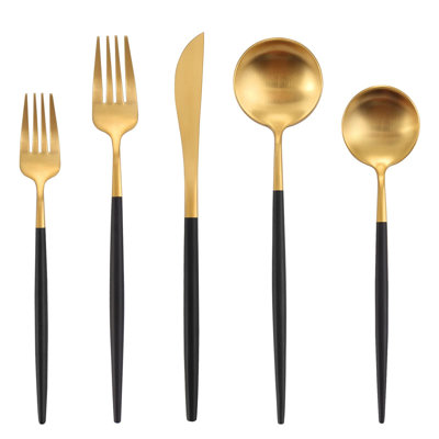 20-Piece Matte Black Stainless Steel Flatware Set, Satin Finish Cutlery Service For 4, Dishwasher Safe Kitchen Utensils