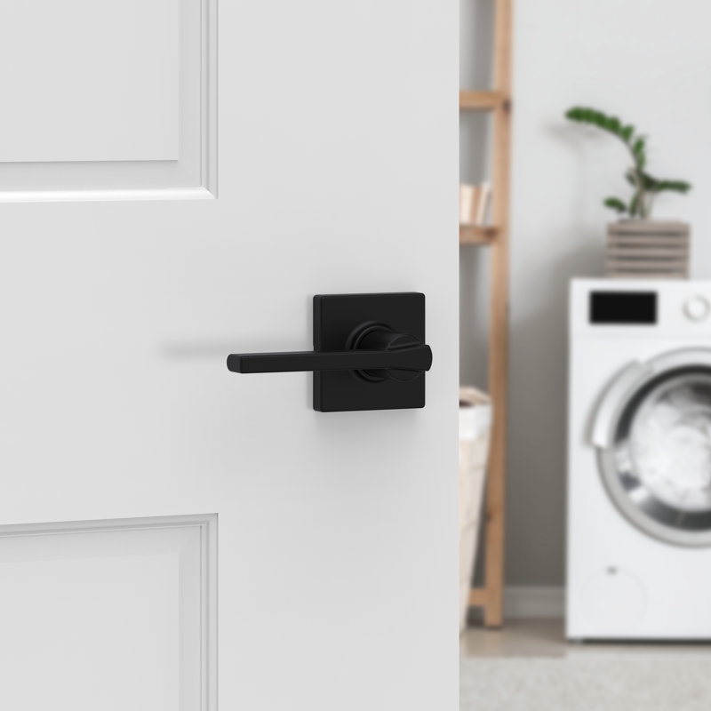 Casey Passage Door Lever with Casey Rosette, Matte Black