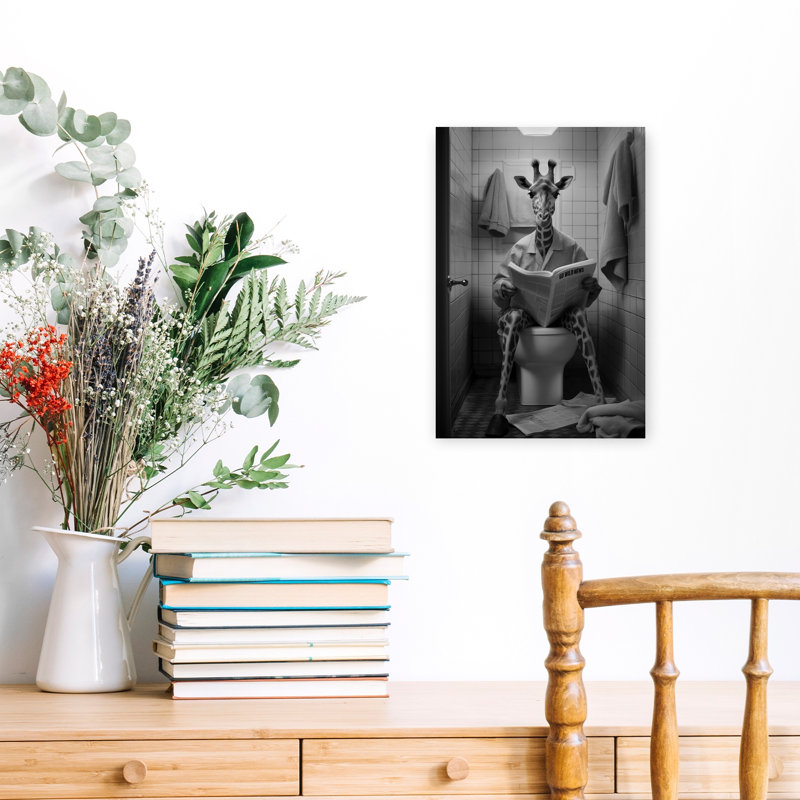 Giraffe Reads Go Wild News by Andreas Magnusson - Wrapped Canvas Print, 45.72 cm H x 30.48 cm W