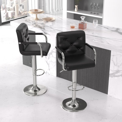 Adaleya Swivel Upholstered Adjustable Height Counter Stool with Metal Frame