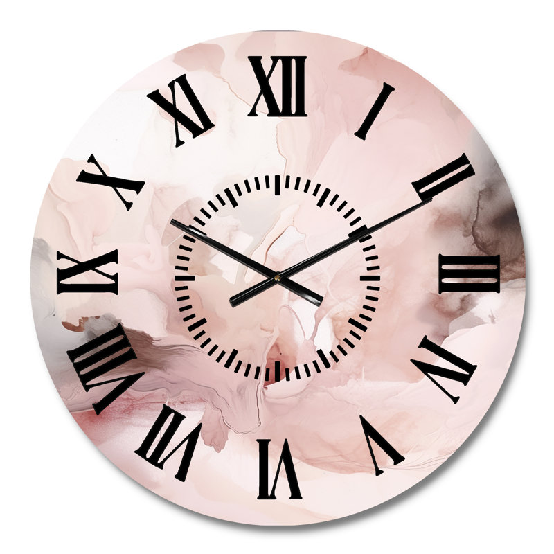 Horloge murale rose délicate abstraite marbre III, Médium
