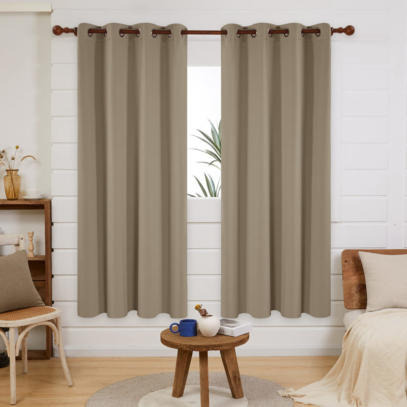 Makua Room Darkening Curtain Pair, 52" W x 45" L, Light Beige
