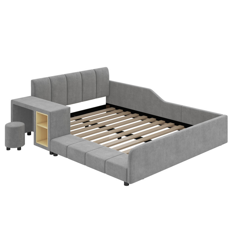 Lit-bateau avec rangement Alberry, Gris