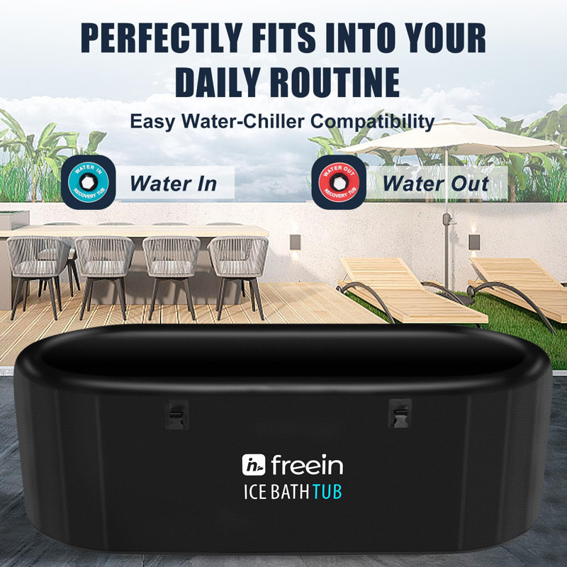 Freein Ice Bath Tub 1 Person - Person Polyvinyl Chloride (PVC) Oval Cold Plunge in Black