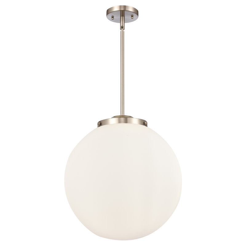 Luminaire suspendu sphère 3 lumières DEL Beacon, Nickel satiné brossé, Blanc mat, H 17 po x l 16 po x P 16 po